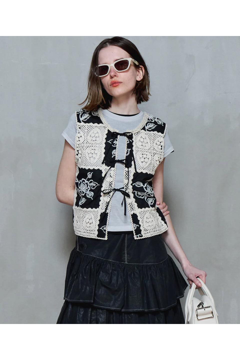MAISON SPECIAL-2way Embroidery Vest-NOWALL