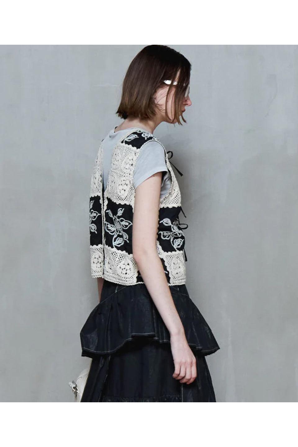 MAISON SPECIAL-2way Embroidery Vest-NOWALL