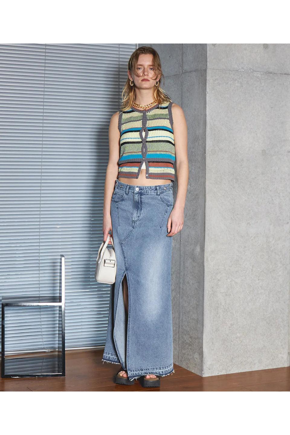 MAISON SPECIAL-2way Multi Border Tank Top-NOWALL