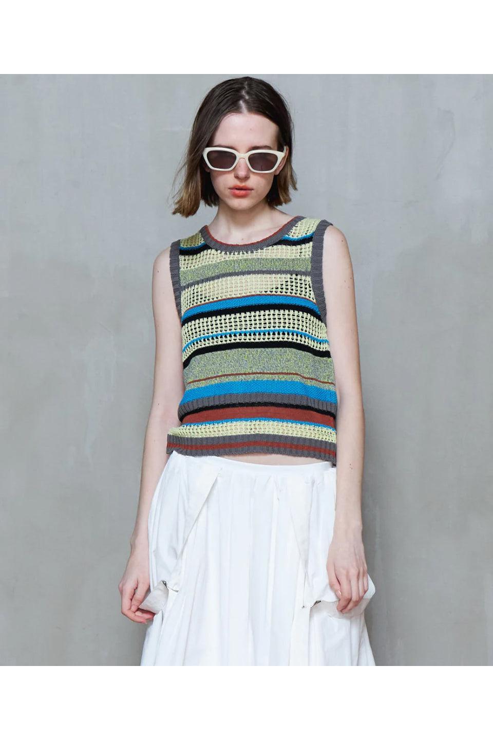 MAISON SPECIAL-2way Multi Border Tank Top-NOWALL
