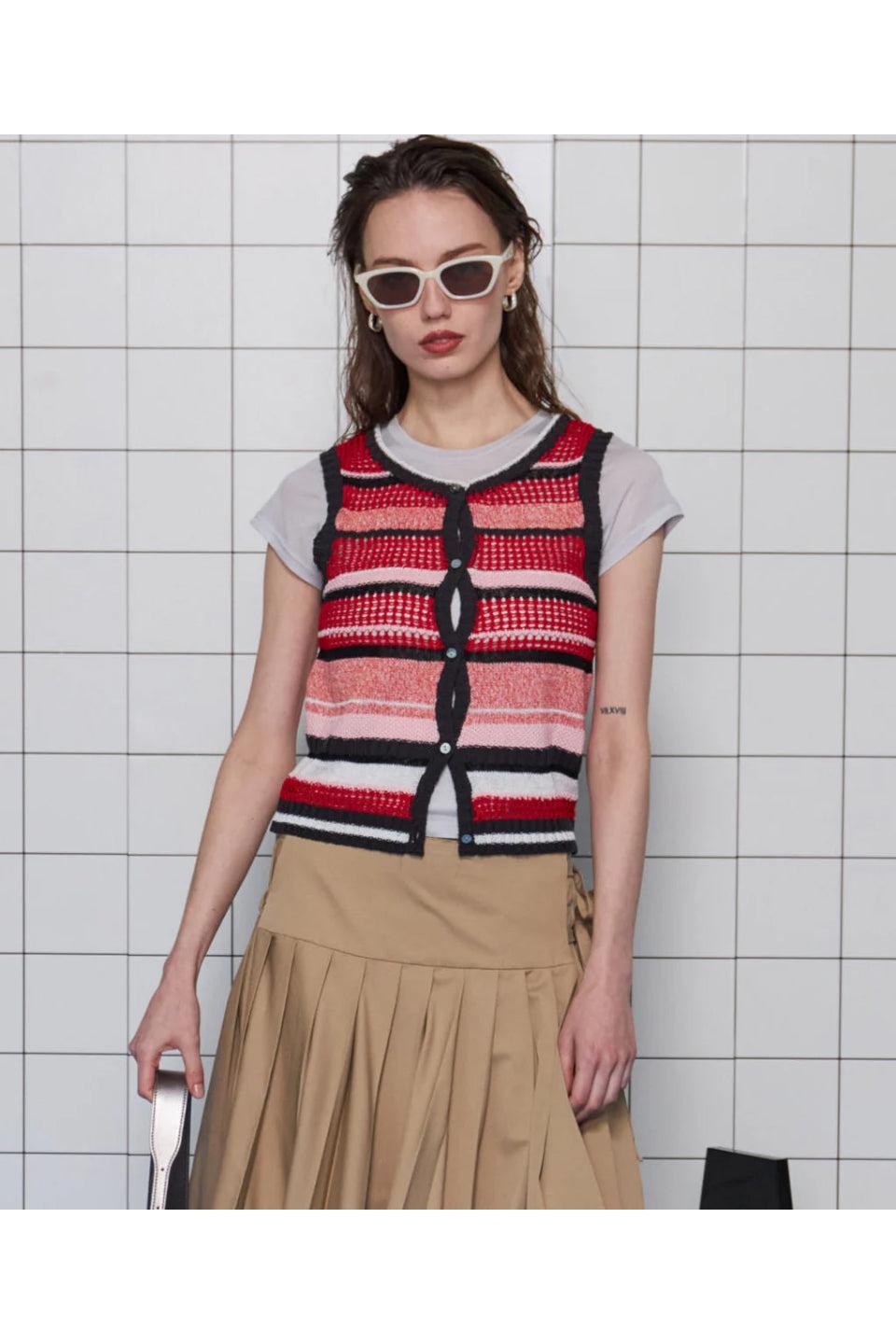 MAISON SPECIAL-2way Multi Border Tank Top-NOWALL