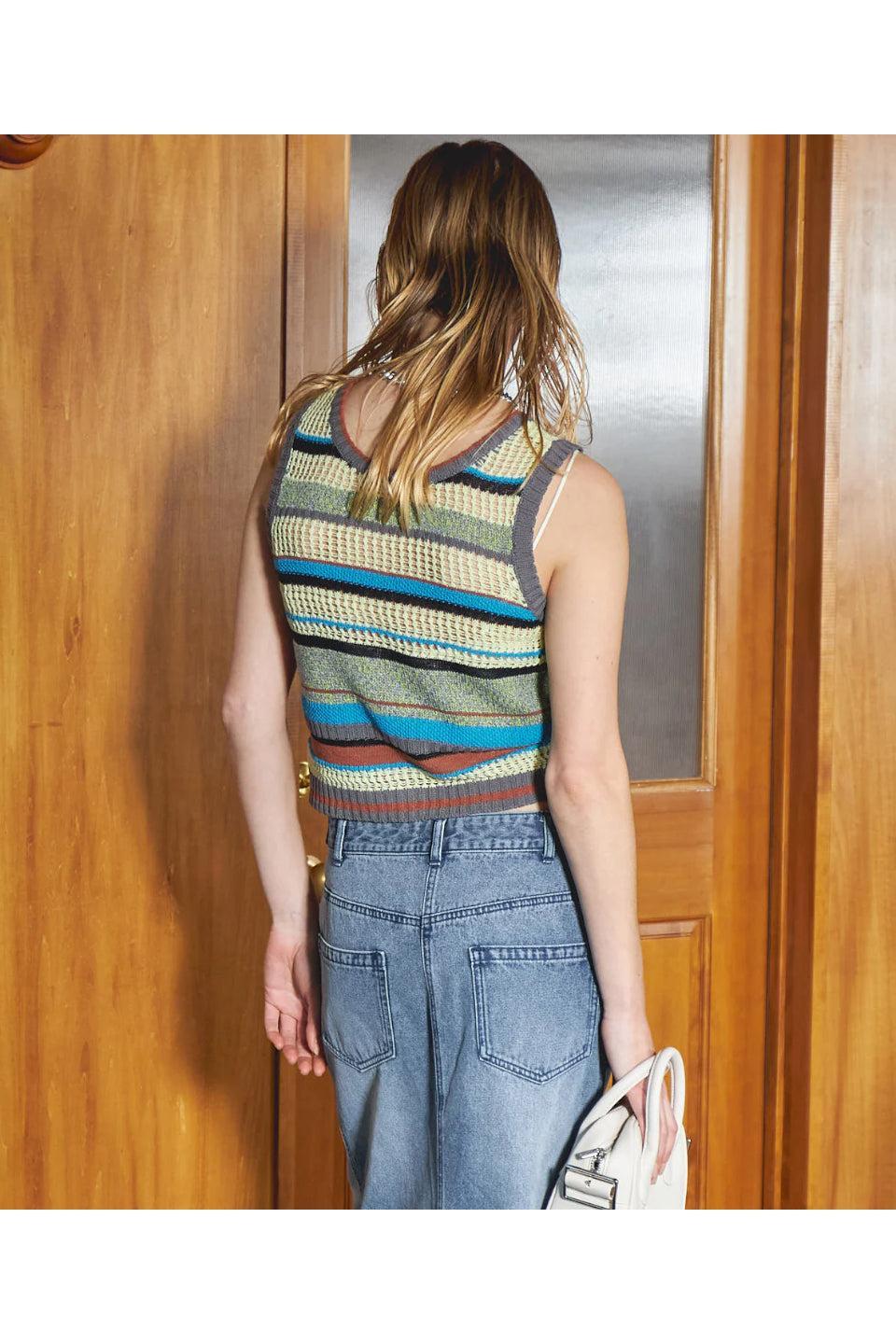 MAISON SPECIAL-2way Multi Border Tank Top-NOWALL