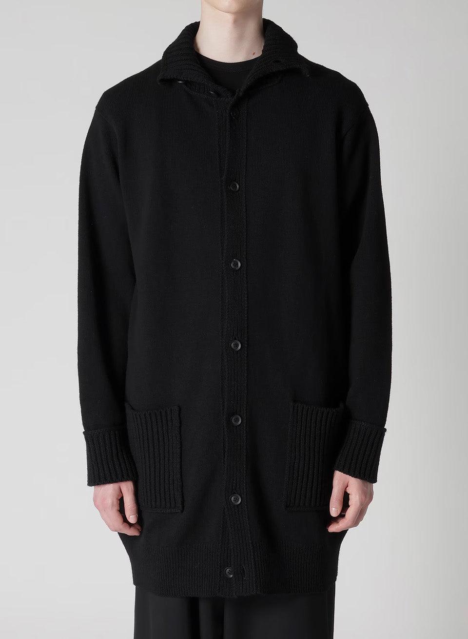 Yohji Yamamoto POUR HOMME-7G Jersey 3G Rib Designed Neck Long Cardigan-NOWALL