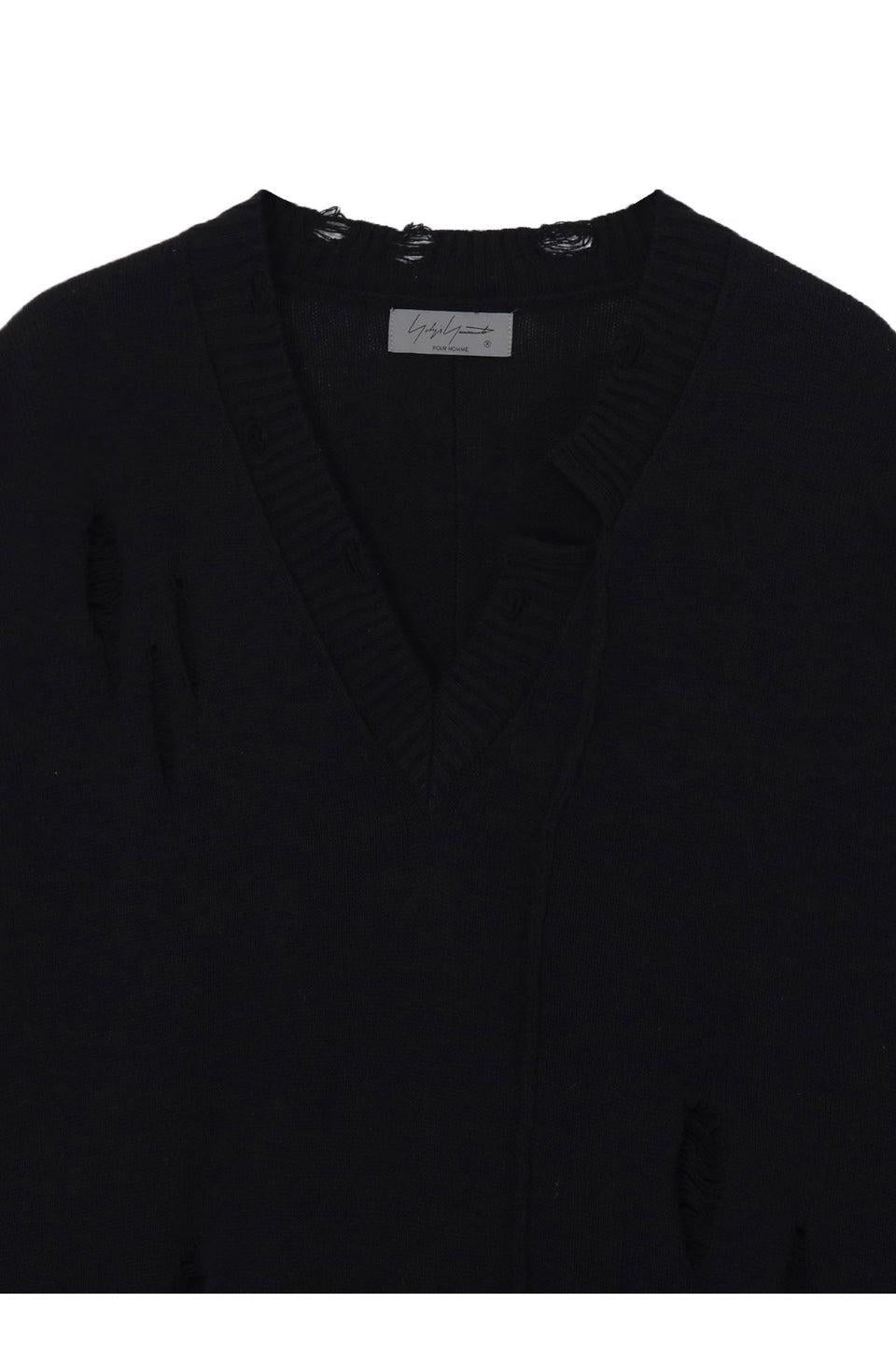 Yohji Yamamoto POUR HOMME-7G2P Jersey V Neck Vest-NOWALL
