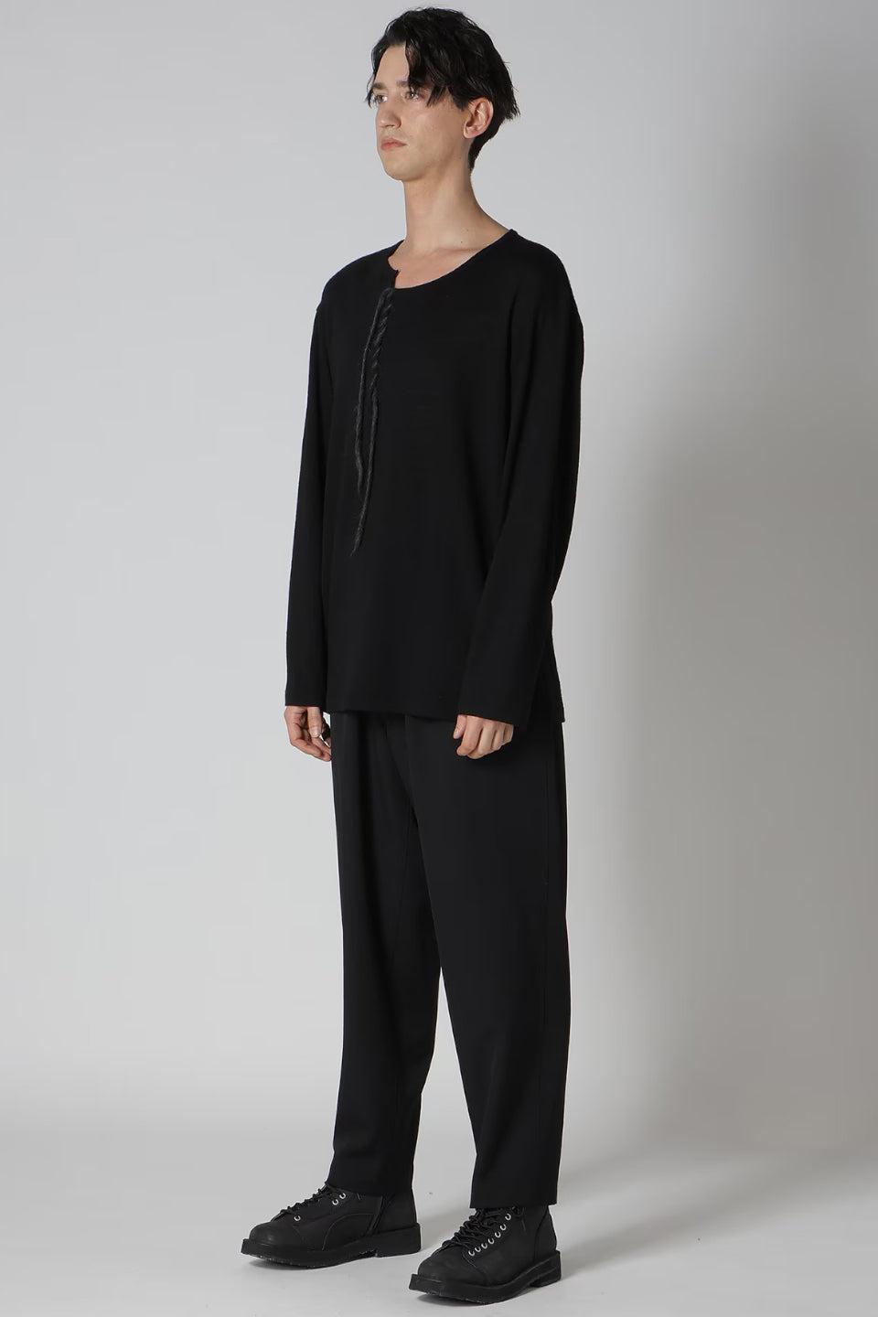 Yohji Yamamoto POUR HOMME-Airy Spun Embroidery Long Sleeve-NOWALL