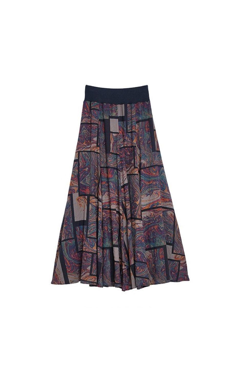 MICALLE MICALLE-Art Print Flare Skirt-NOWALL