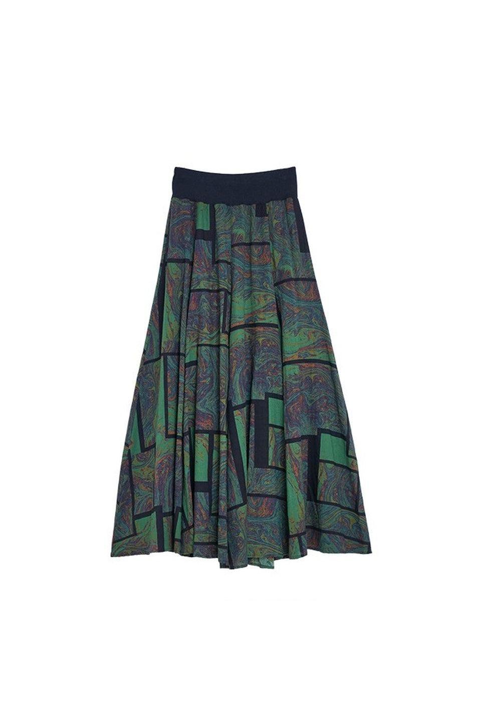 MICALLE MICALLE-Art Print Flare Skirt-NOWALL