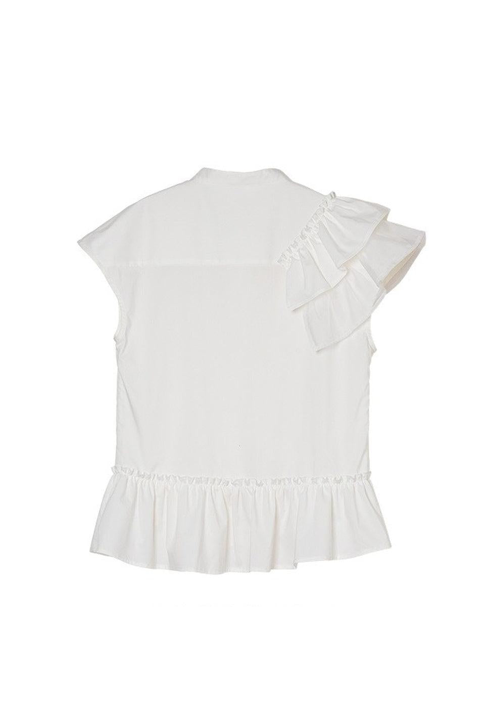 MICALLE MICALLE-Asymmetric Frill Sleeveless Blouse-NOWALL
