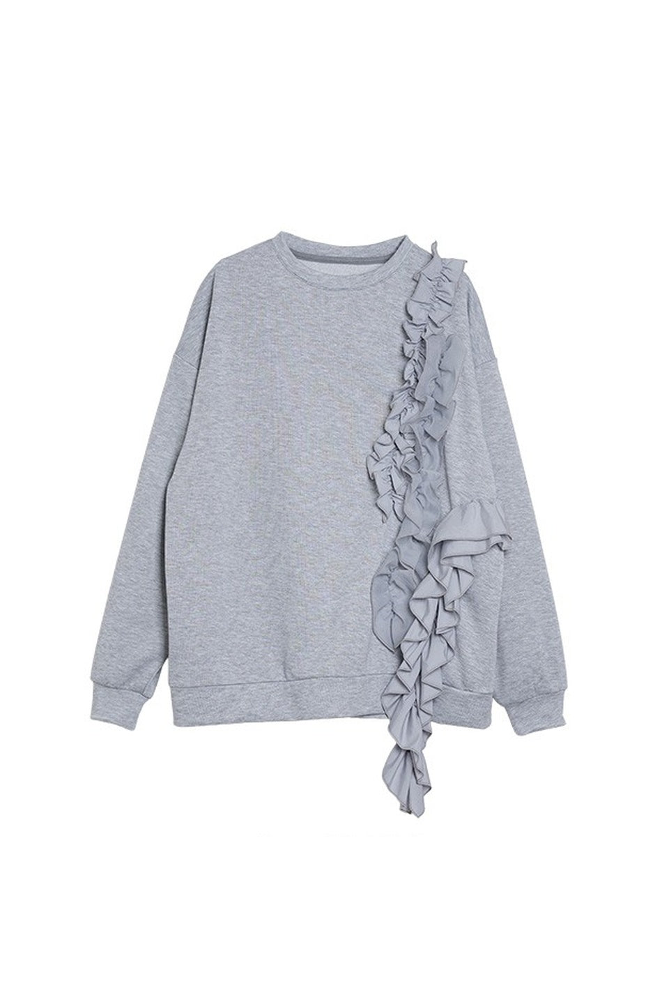 MICALLE MICALLE-Asymmetric Ruffle Sweat Top-NOWALL