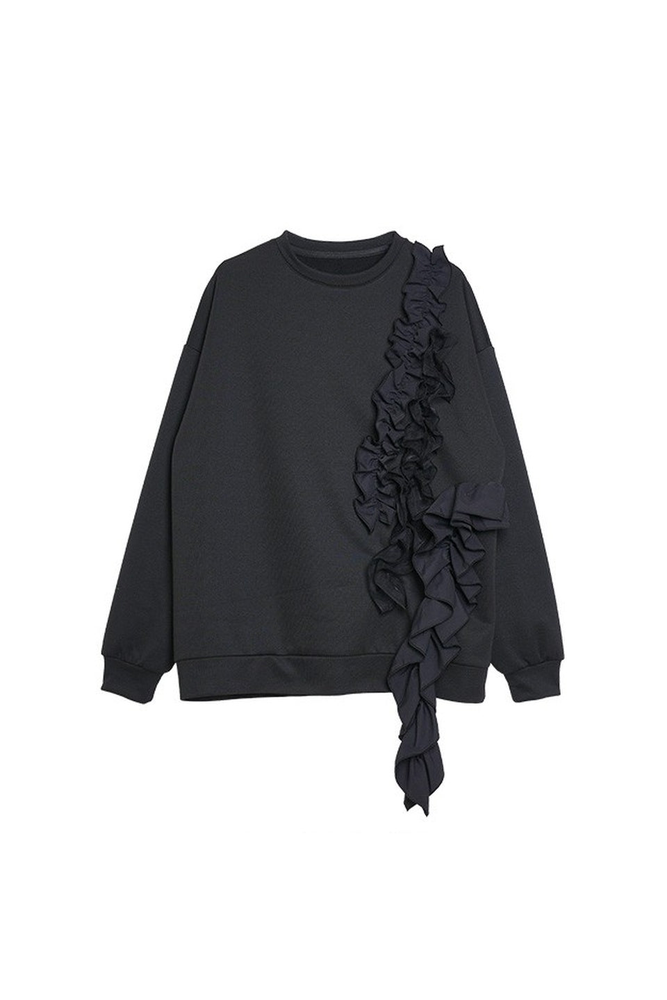 MICALLE MICALLE-Asymmetric Ruffle Sweat Top-NOWALL