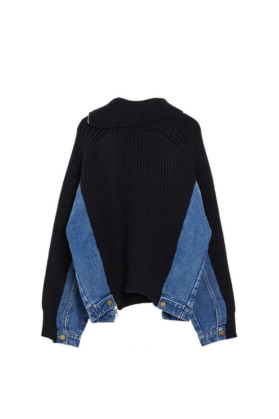 MICALLE MICALLE-Asymmetry Zip-Up Knit-NOWALL