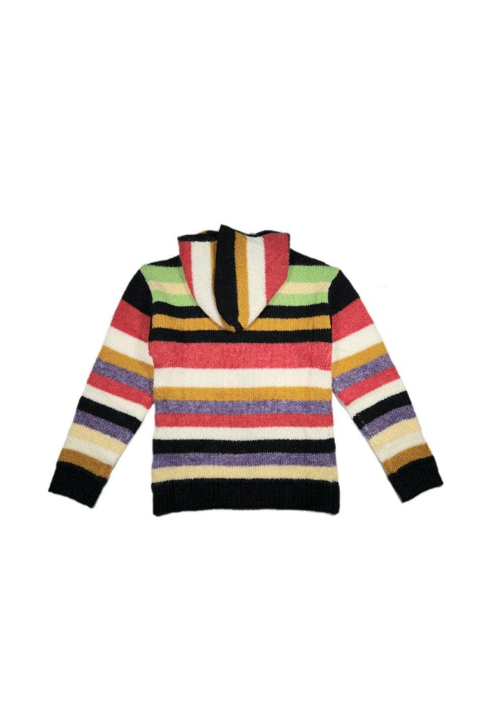 RtA-BORDER MULTI COLOR ZIP UP KNIT HOODIE-NOWALL