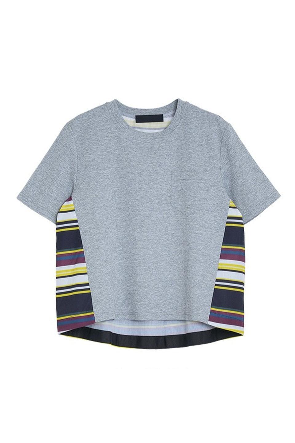 MICALLE MICALLE-Back Border Stripe Flare Tee-NOWALL