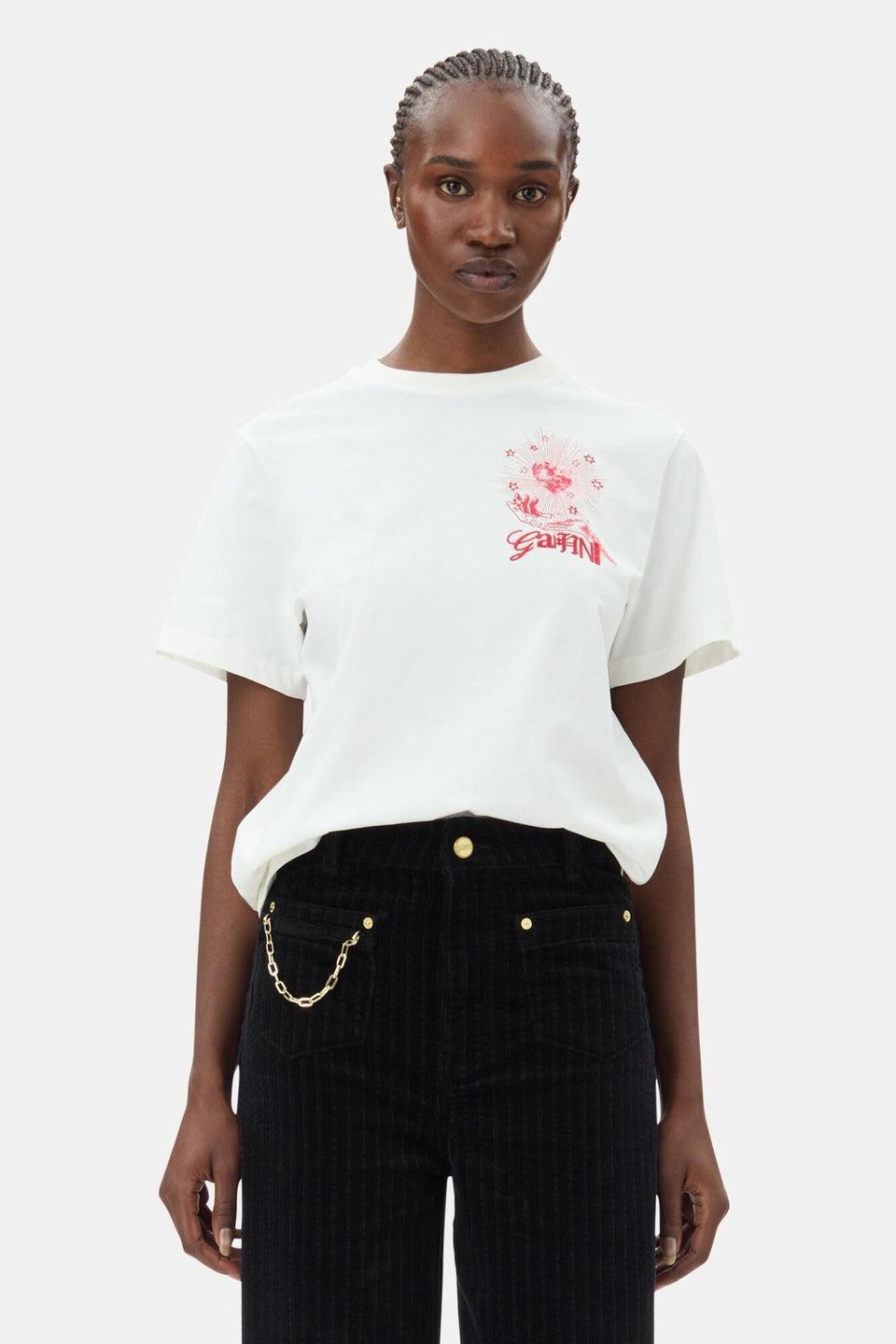 GANNI-Basic Jersey Celestial Poster Relaxed T-shirt-NOWALL