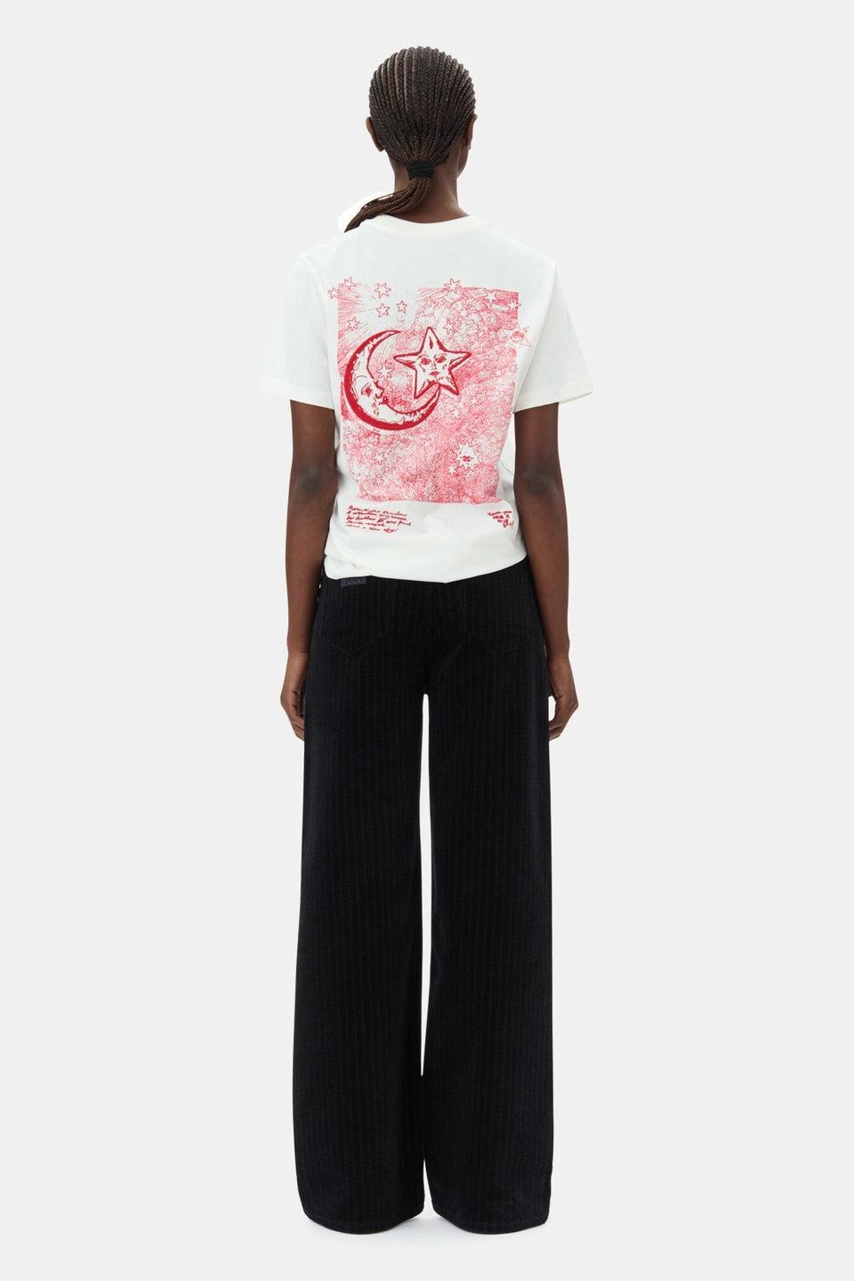 GANNI-Basic Jersey Celestial Poster Relaxed T-shirt-NOWALL