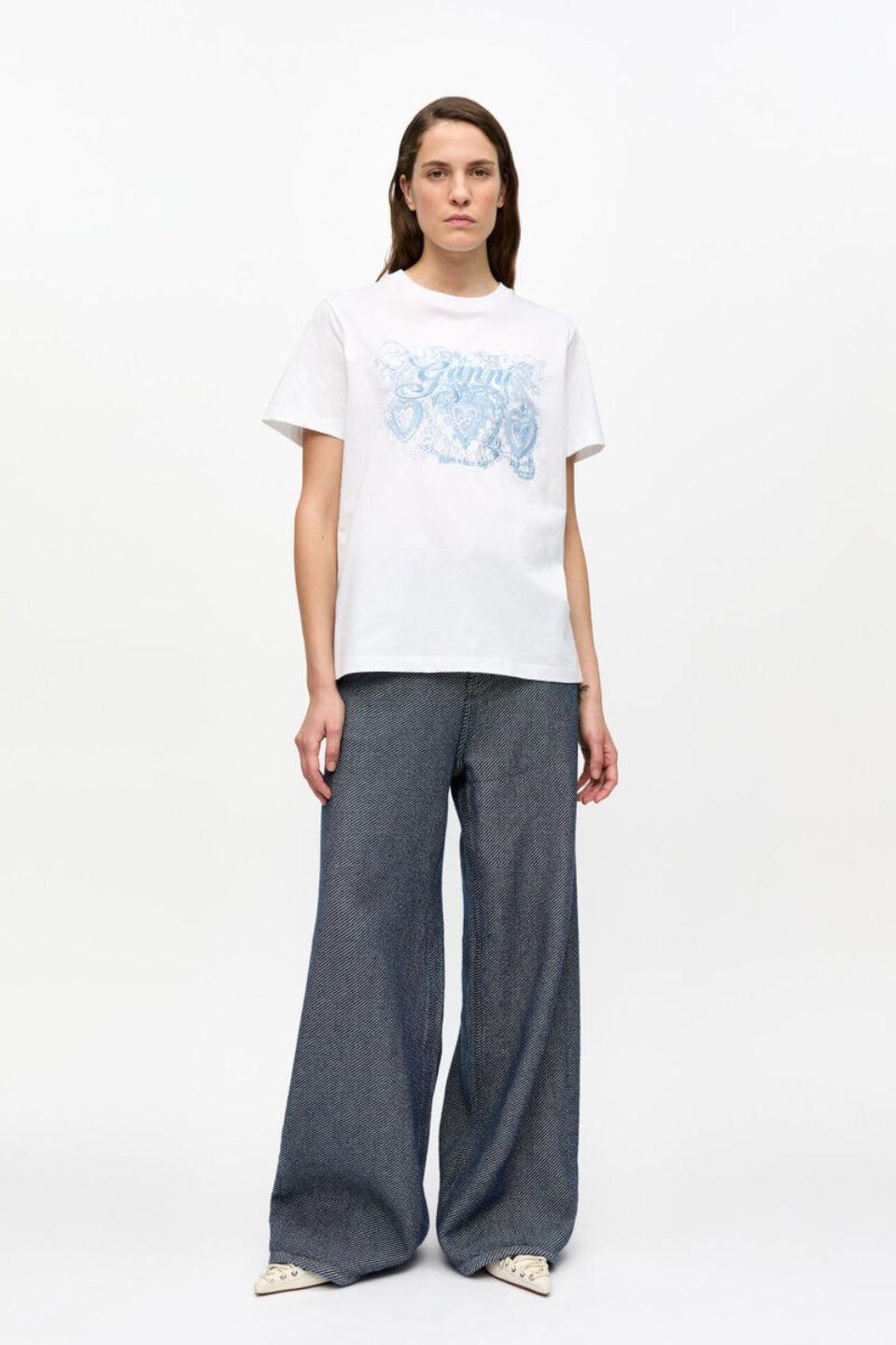 GANNI-Basic Jersey Tattoo Lace Relaxed T-shirt-NOWALL