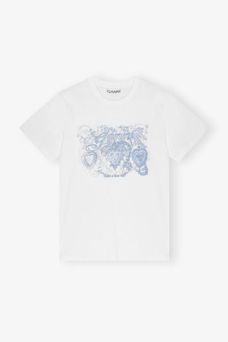 GANNI-Basic Jersey Tattoo Lace Relaxed T-shirt-NOWALL