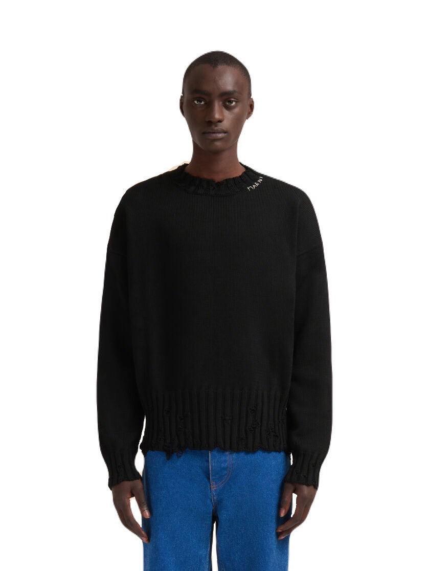 MARNI-Black twisted crewneck sweater-NOWALL