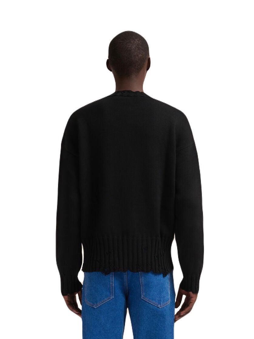 MARNI-Black twisted crewneck sweater-NOWALL