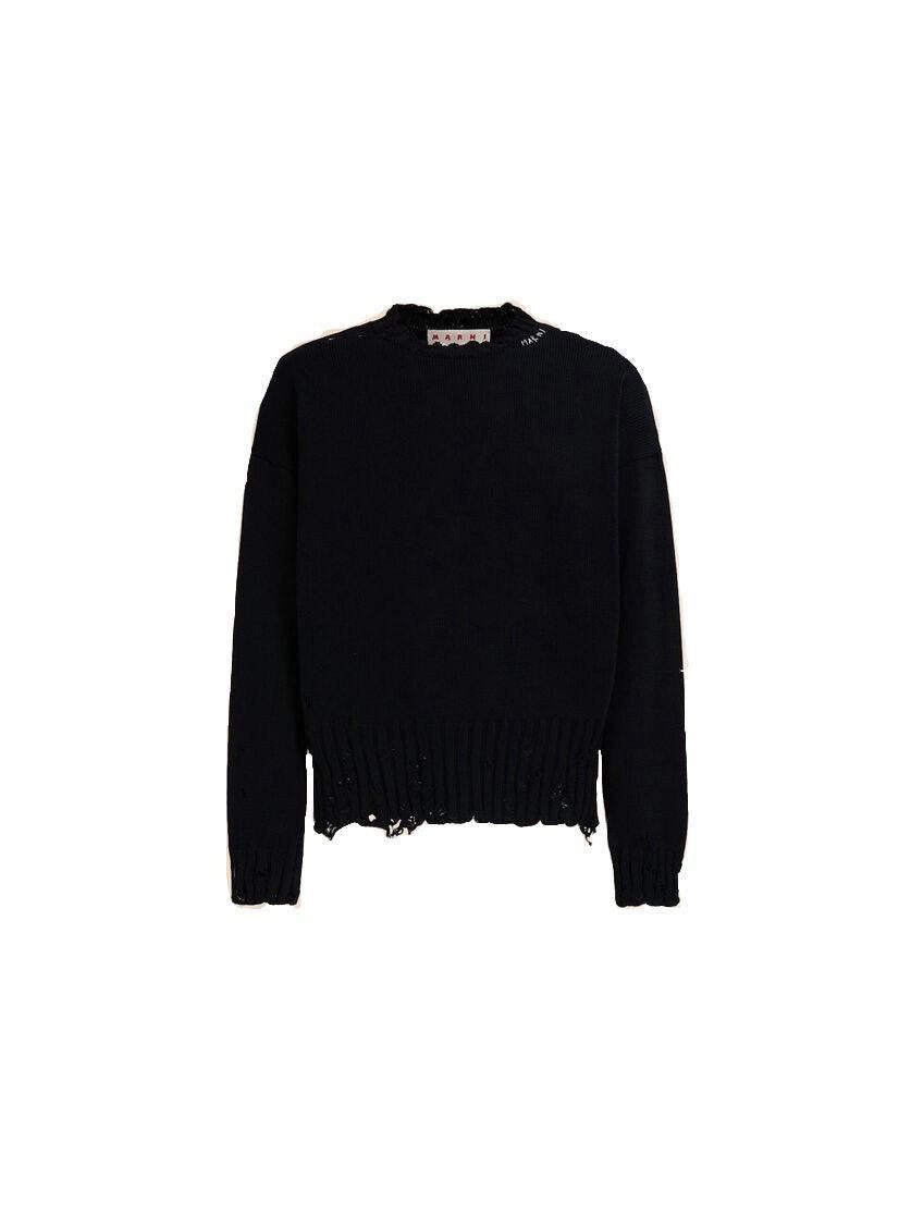 MARNI-Black twisted crewneck sweater-NOWALL