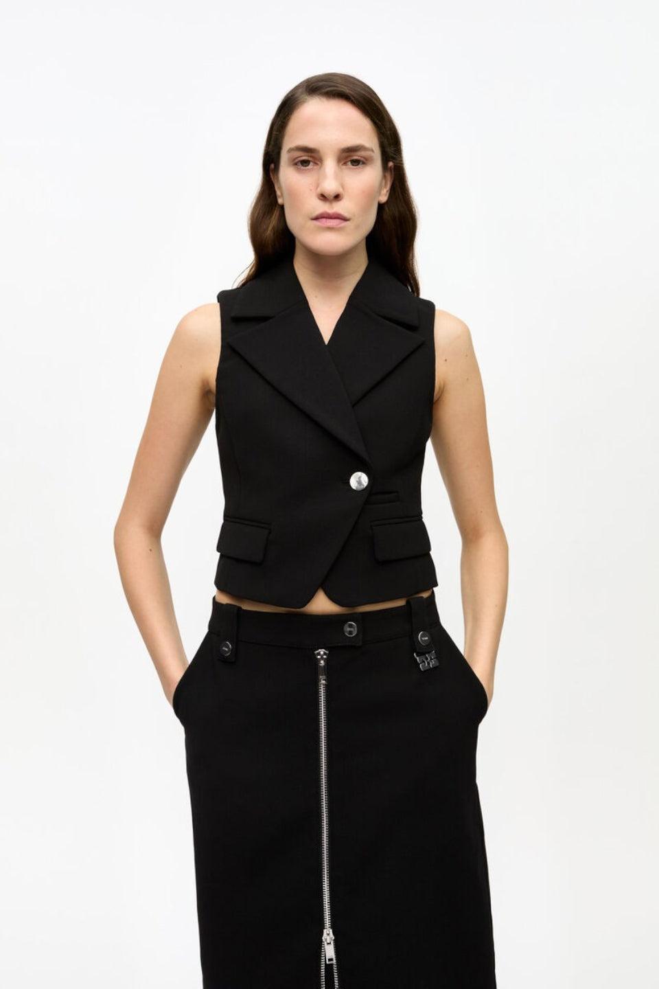 GANNI-Bonded Crepe Vest-NOWALL