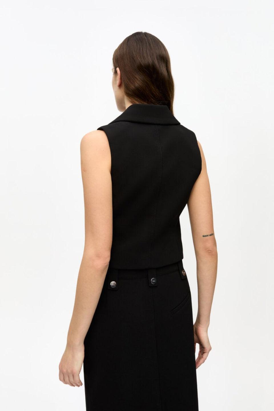 GANNI-Bonded Crepe Vest-NOWALL