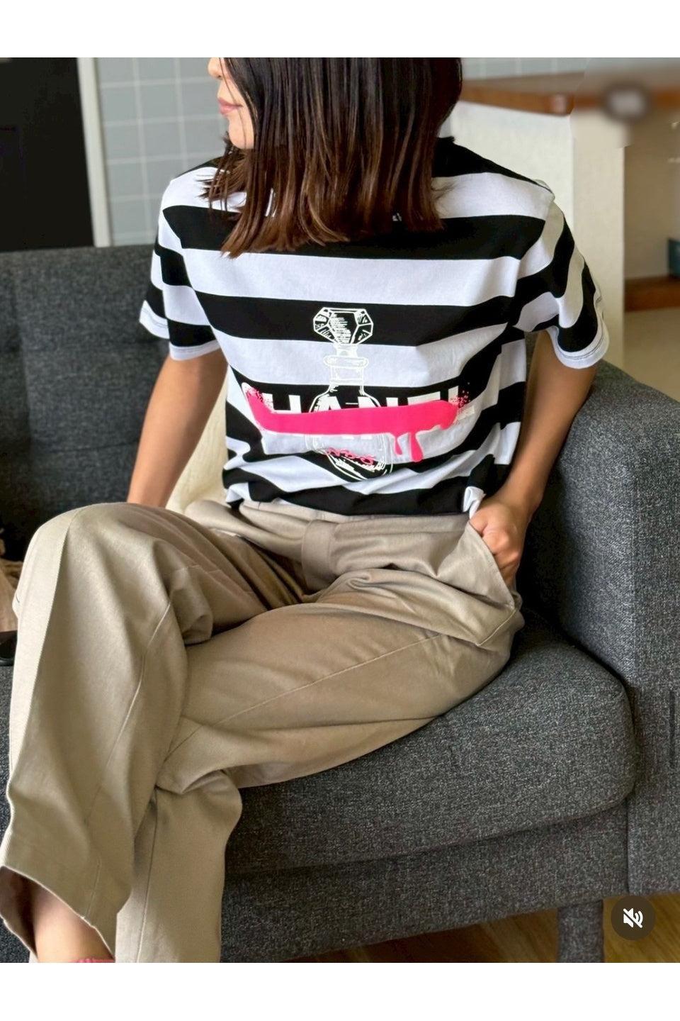 MICALLE MICALLE-Border Graphic Short Sleeve Tee-NOWALL