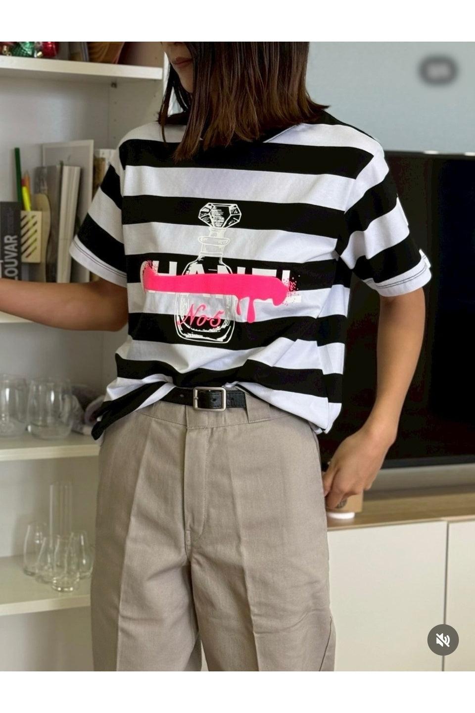 MICALLE MICALLE-Border Graphic Short Sleeve Tee-NOWALL