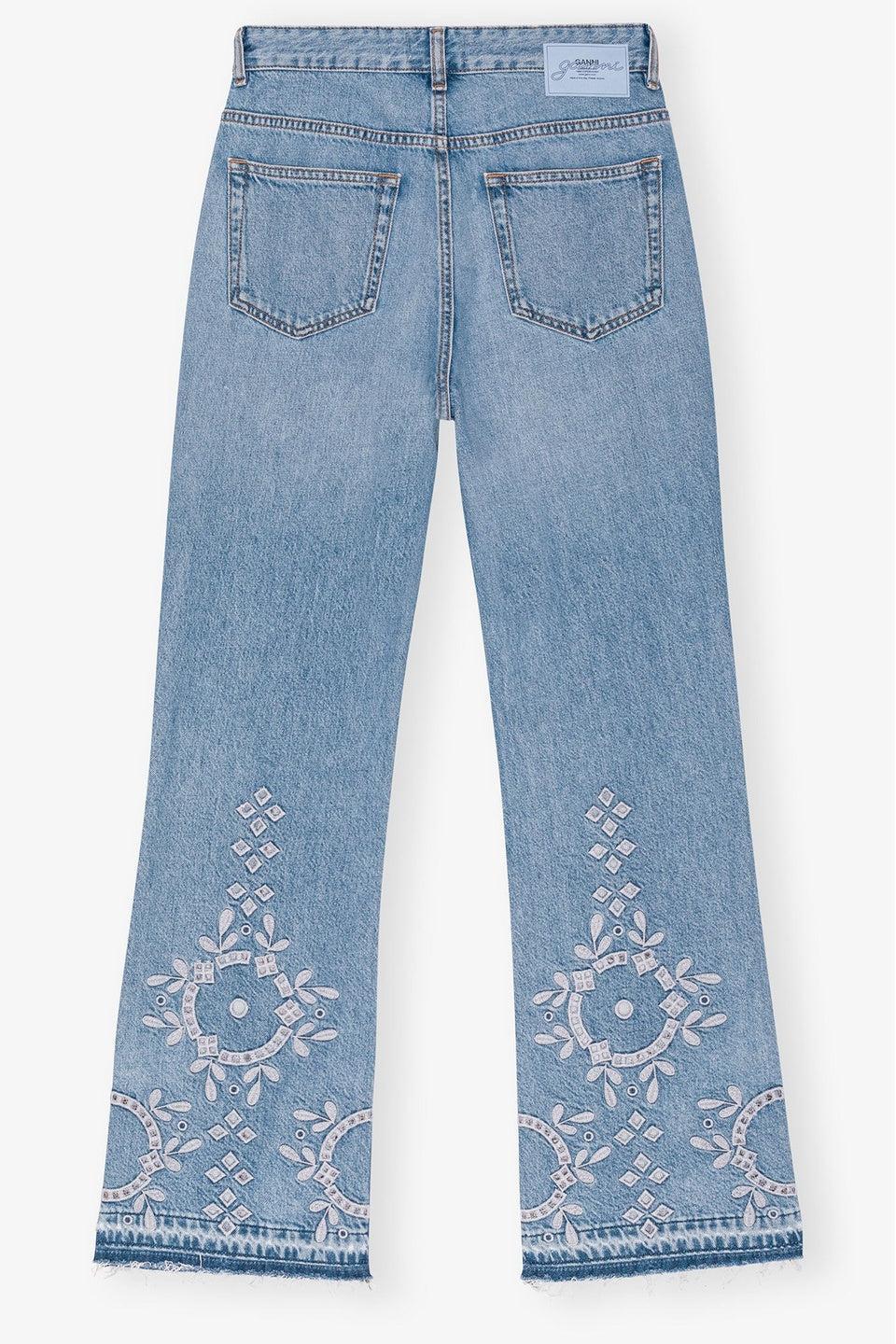 GANNI-Broderie Anglaise Betzy Cropped Jeans-NOWALL