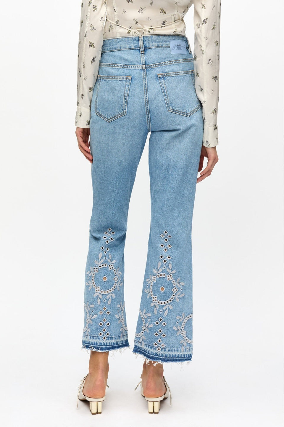 GANNI-Broderie Anglaise Betzy Cropped Jeans-NOWALL