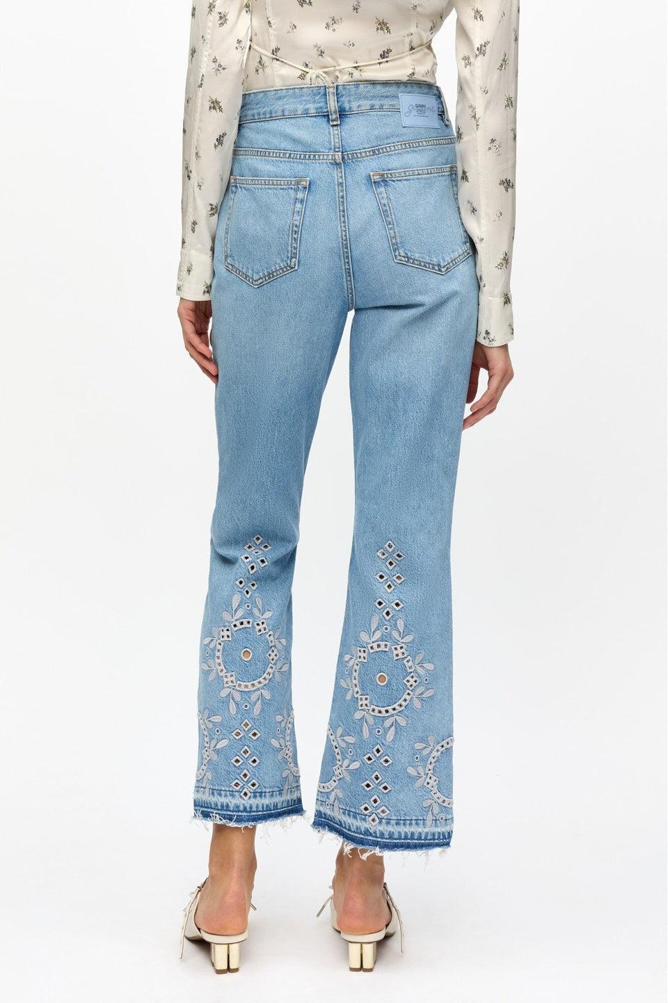 GANNI-Broderie Anglaise Betzy Cropped Jeans-NOWALL