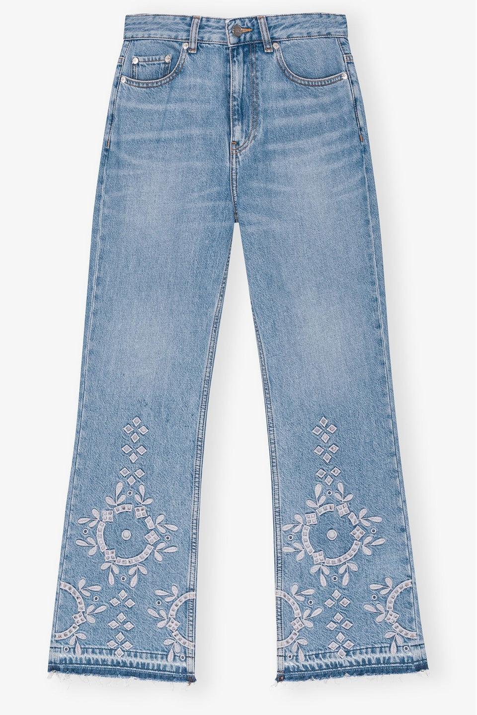 GANNI-Broderie Anglaise Betzy Cropped Jeans-NOWALL