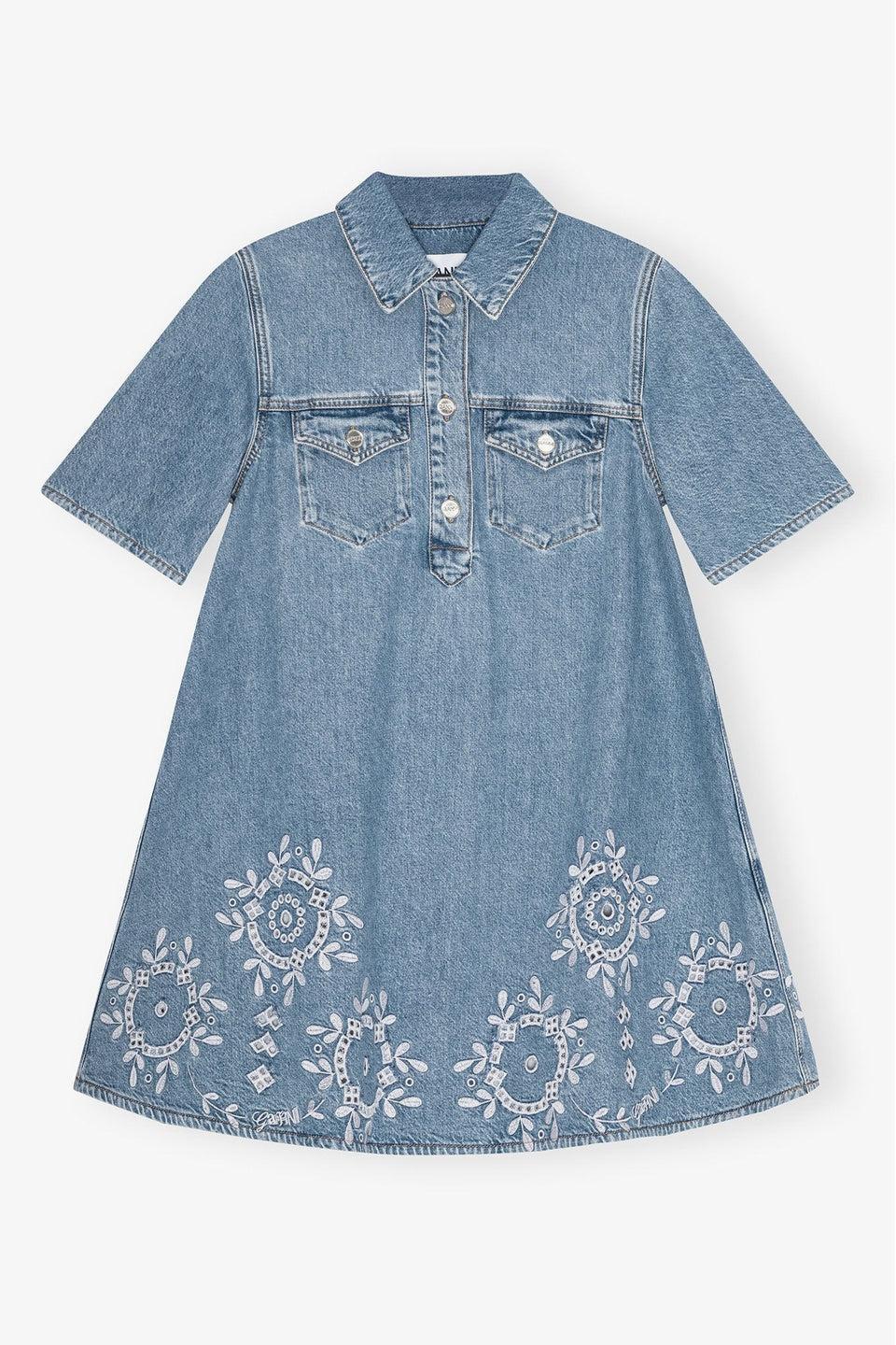 GANNI-Broderie Anglaise Mini Dress-NOWALL