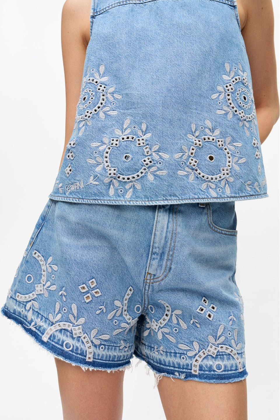 GANNI-Broderie Anglaise Shorts-NOWALL