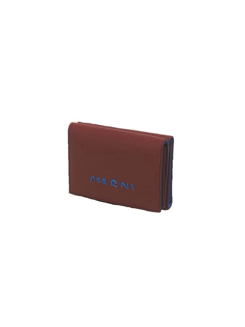 MARNI-Brown leather trifold wallet with Marni Mending embroidery-NOWALL