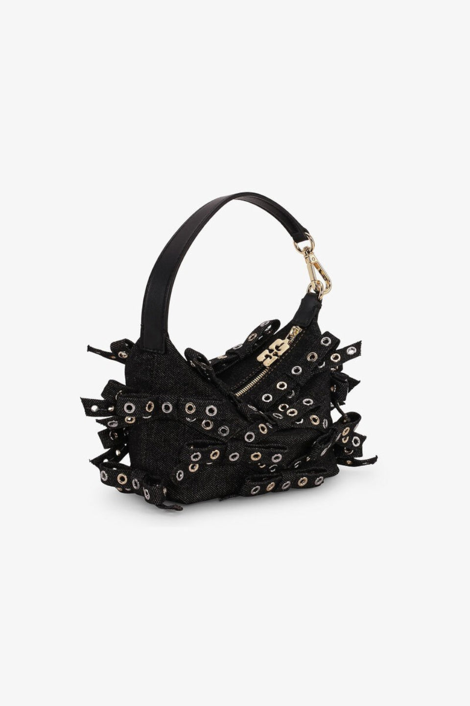 GANNI-Butterfly Small Pouch Bow Eyelet Mix Denim-NOWALL