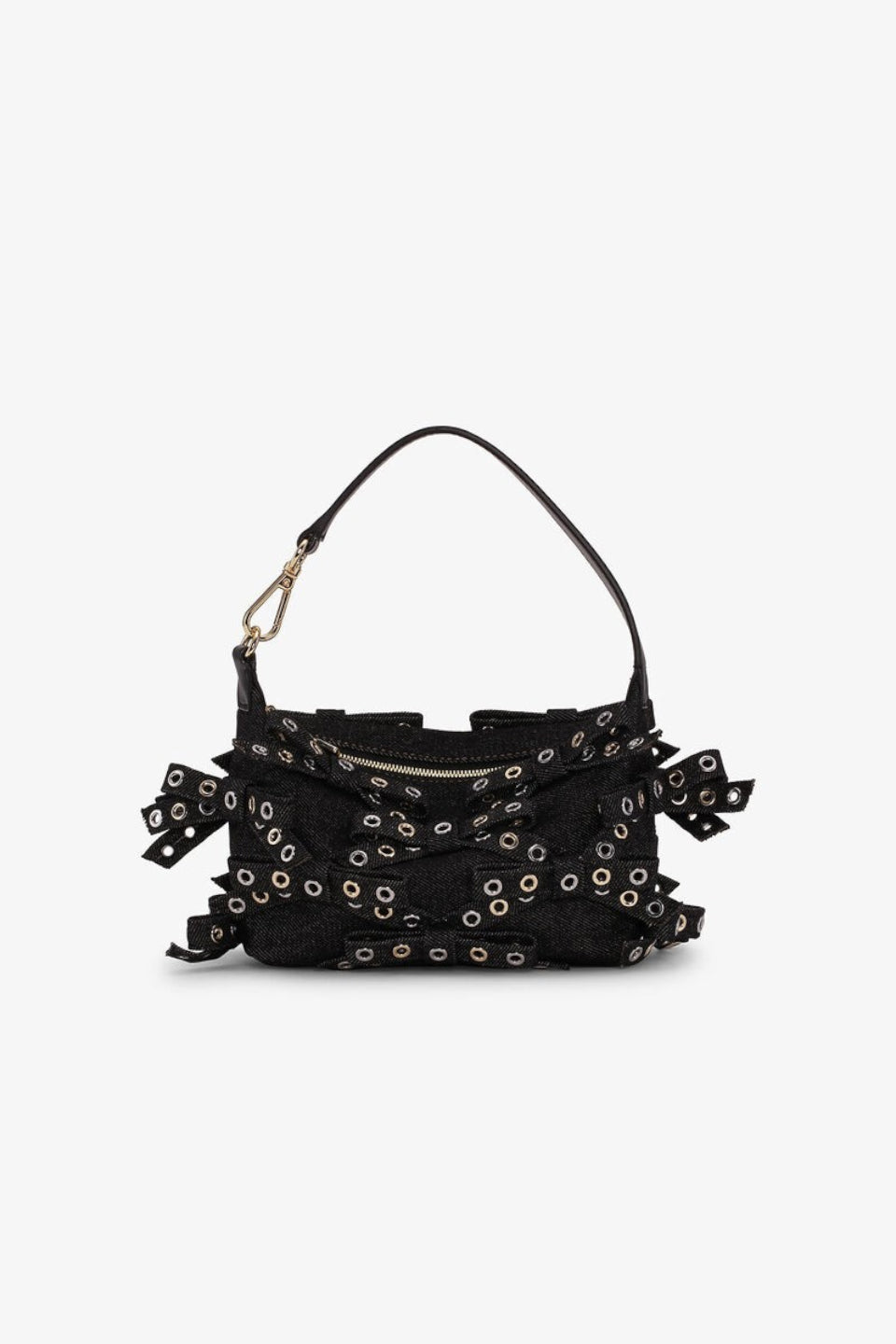 GANNI-Butterfly Small Pouch Bow Eyelet Mix Denim-NOWALL