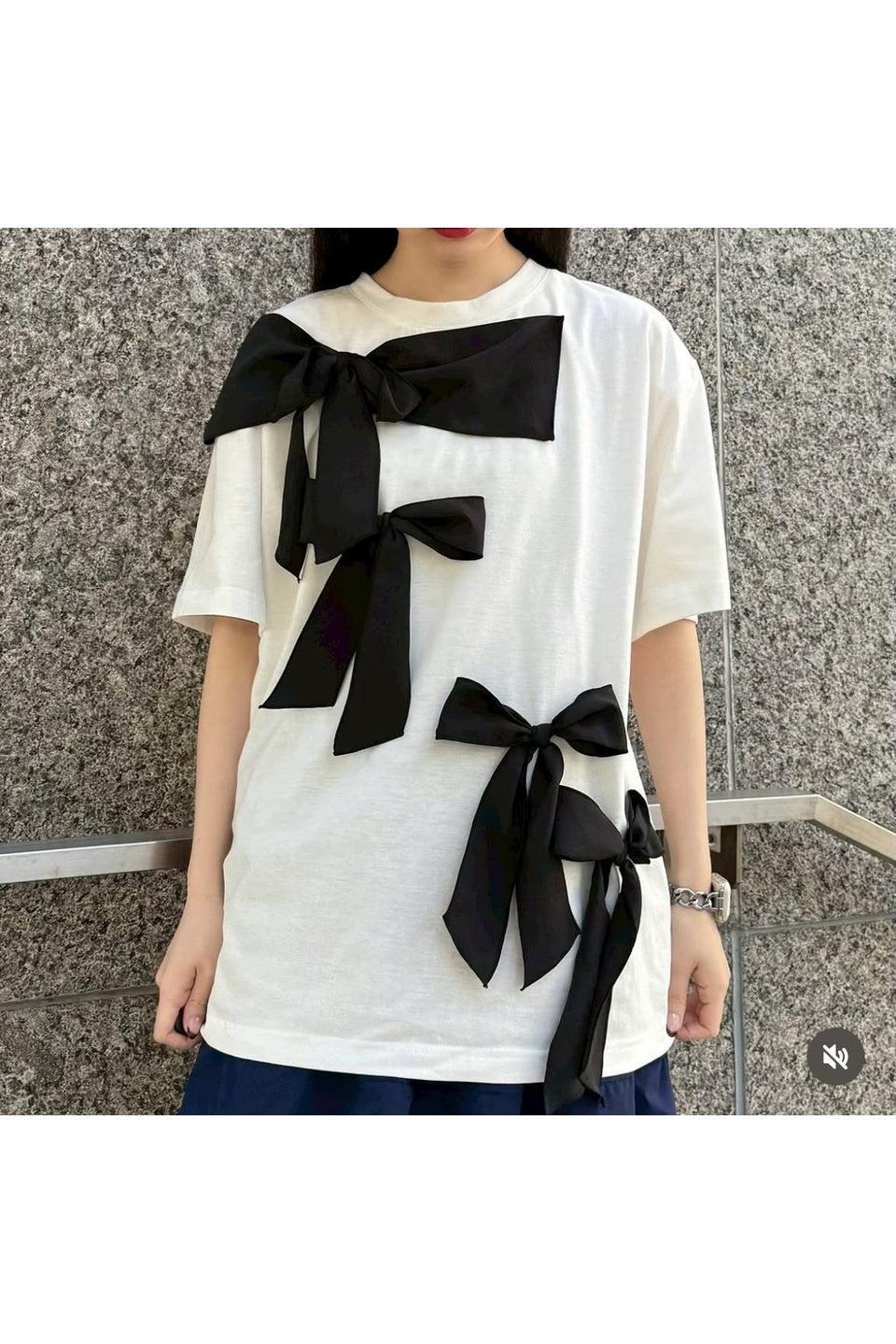MICALLE MICALLE-Cascade Ribbon Tee-NOWALL