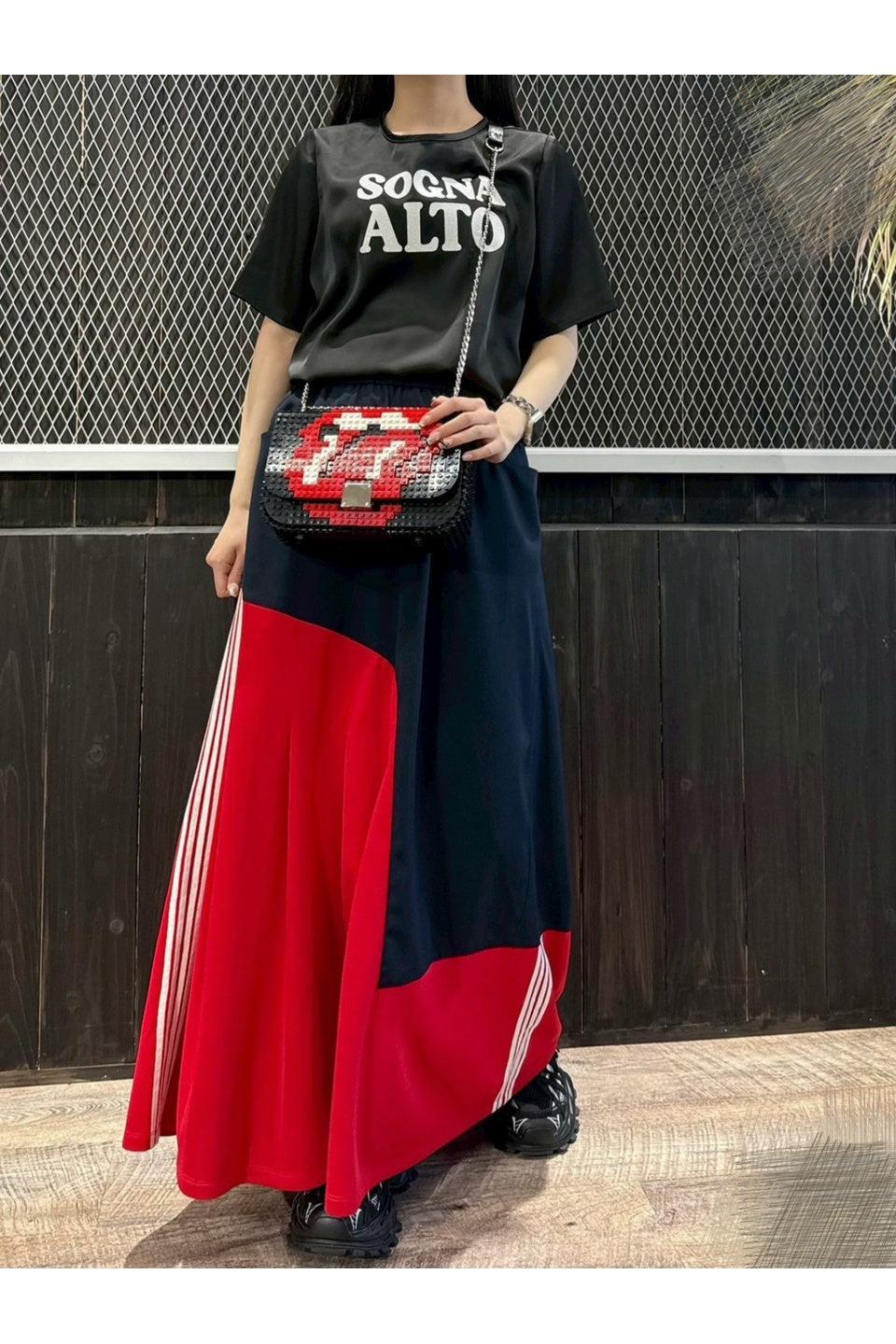 MICALLE MICALLE-Color Block Long Skirt-NOWALL