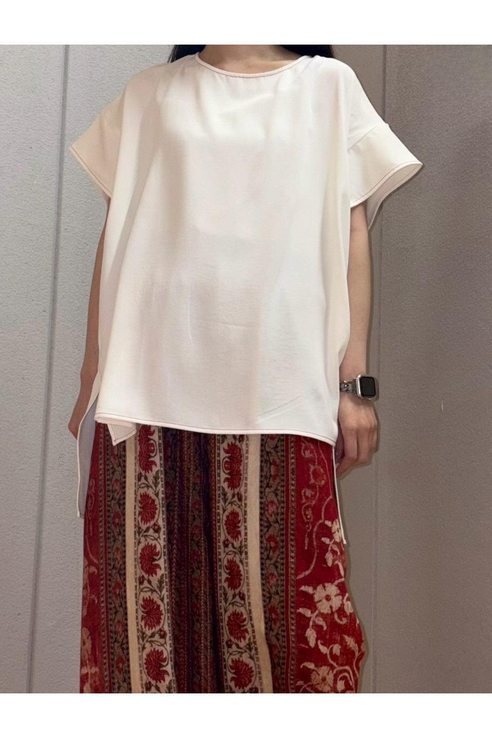 MICALLE MICALLE-Contrast Stitch Top-NOWALL