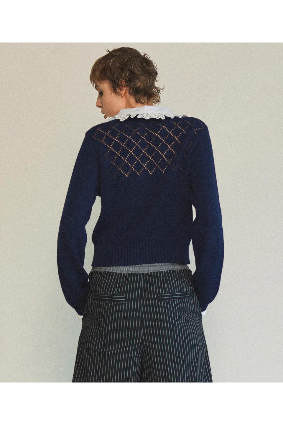MAISON SPECIAL-Cotton Fabric Lace Colored Cardigan-NOWALL