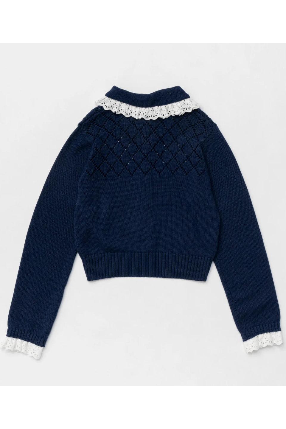 MAISON SPECIAL-Cotton Fabric Lace Colored Cardigan-NOWALL