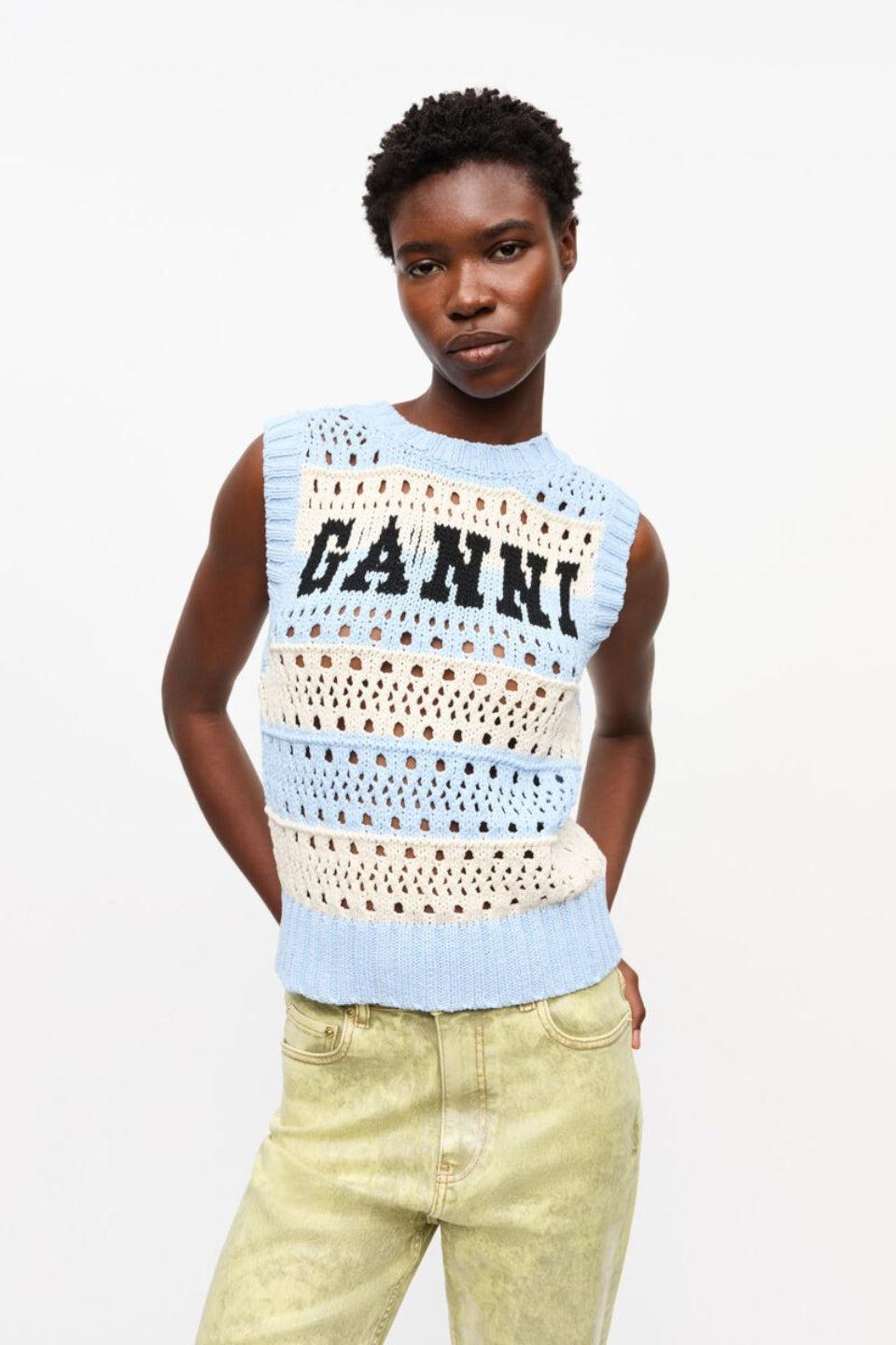 GANNI-Cotton Mix Striped Vest-NOWALL