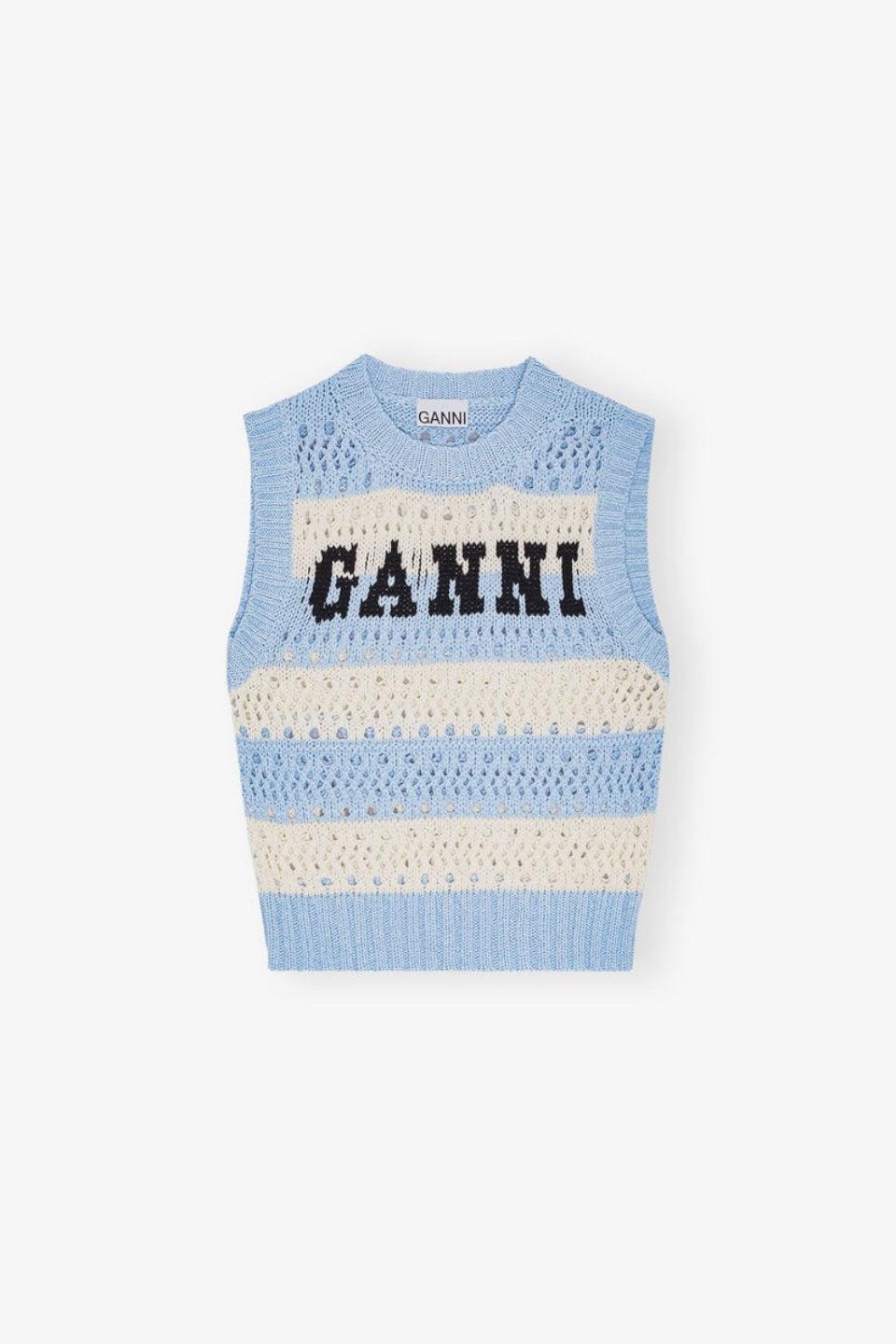GANNI-Cotton Mix Striped Vest-NOWALL