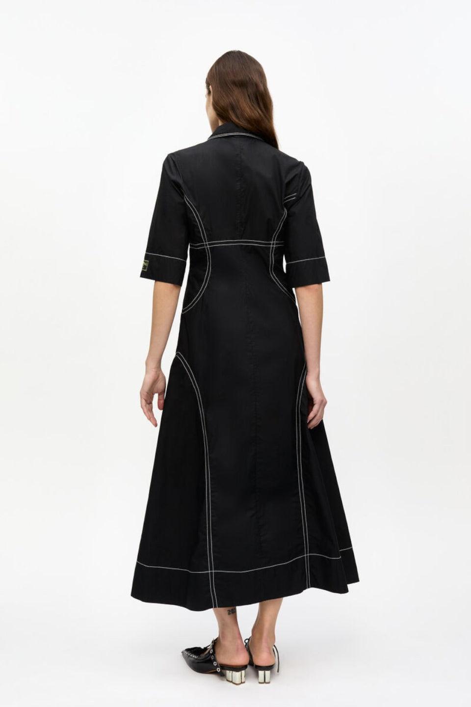 GANNI-Cotton Poplin Long Shirt Dress-NOWALL