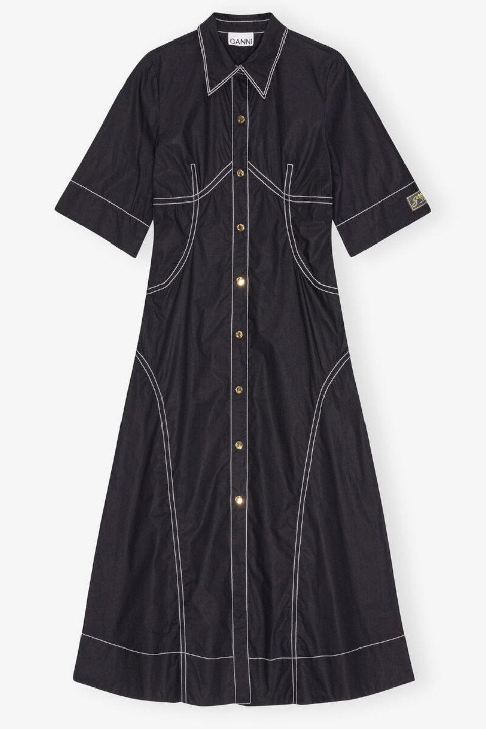 GANNI-Cotton Poplin Long Shirt Dress-NOWALL