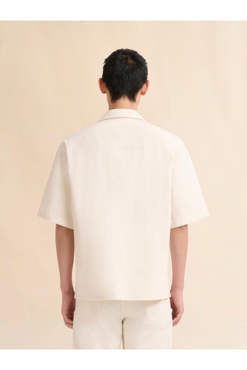 MARNI-Cream Denim Shirt with Trunakaroo Plaque-NOWALL