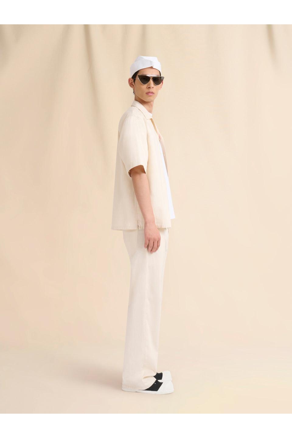 MARNI-Cream Denim Shirt with Trunakaroo Plaque-NOWALL