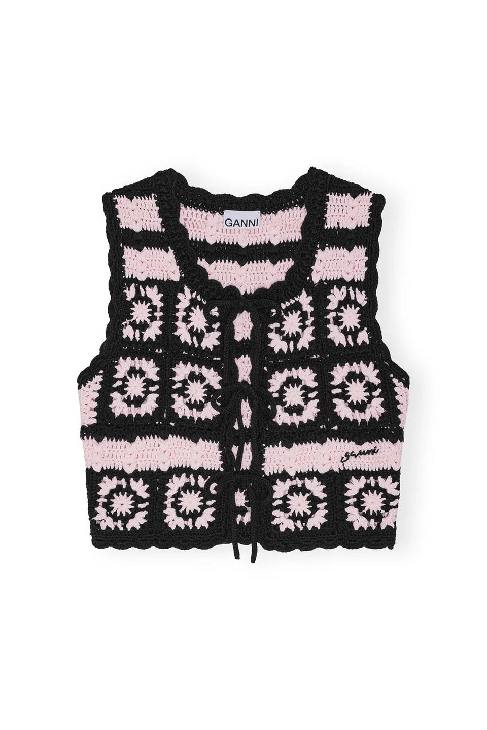 GANNI-Crocheted Organic Cotton Cardigan-NOWALL