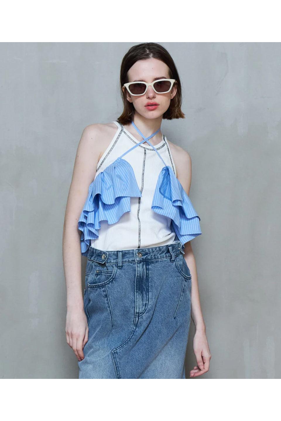 MAISON SPECIAL-Cup In American Sleeve Tank Top-NOWALL